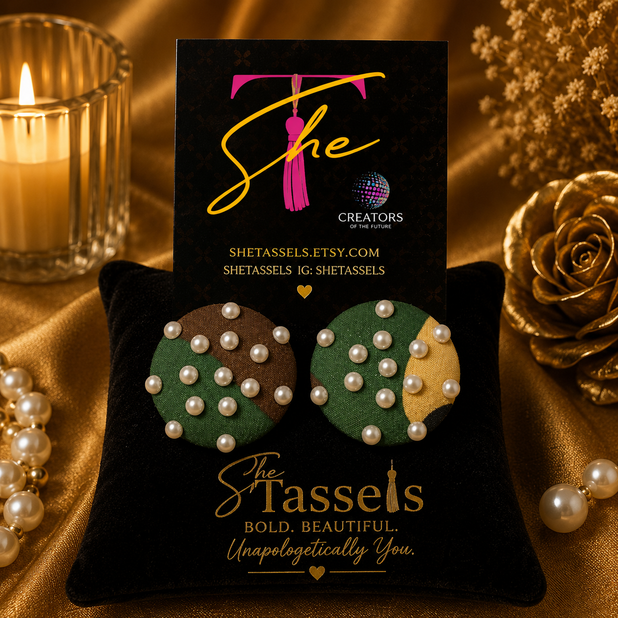SheTassels Signature Button Earrings
