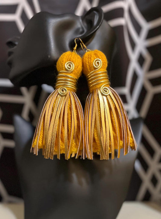Golden Glow Handmade Tassel Earrings